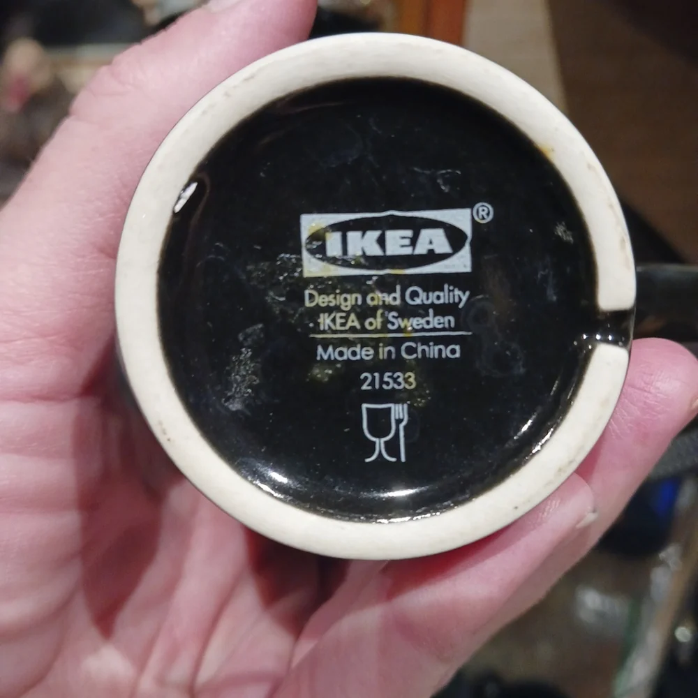 Lot -2 IKEA Fargrit Stacking Coffee Tea Mug Black 4